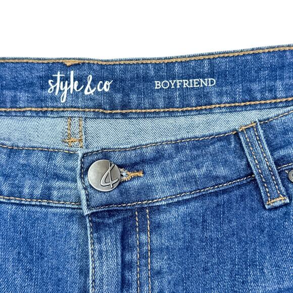 Style & Co Floral Damask Flocked Boyfriend Jeans - 14 - Picture 6 of 9